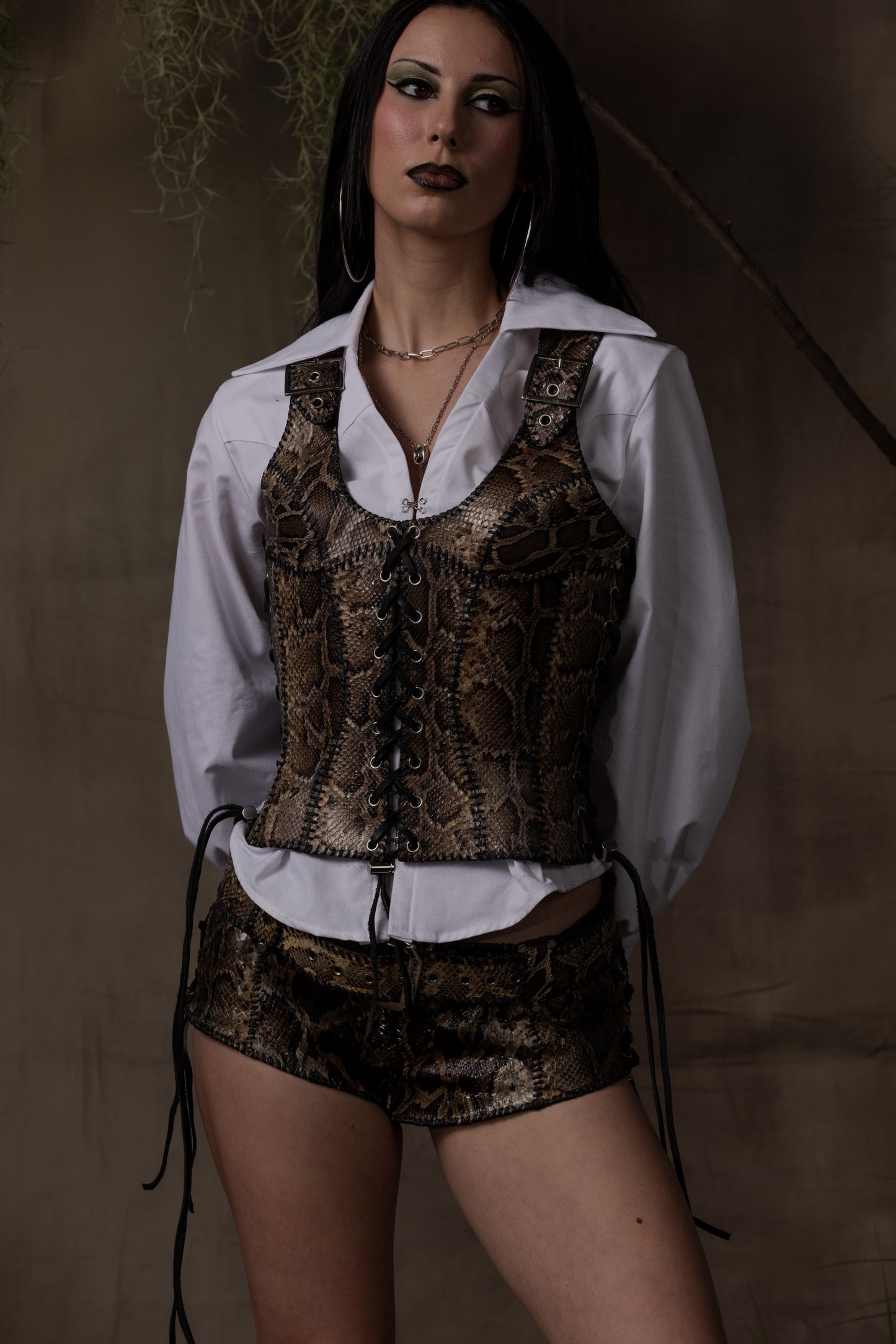 PYTHON LACE UP BUSTIER