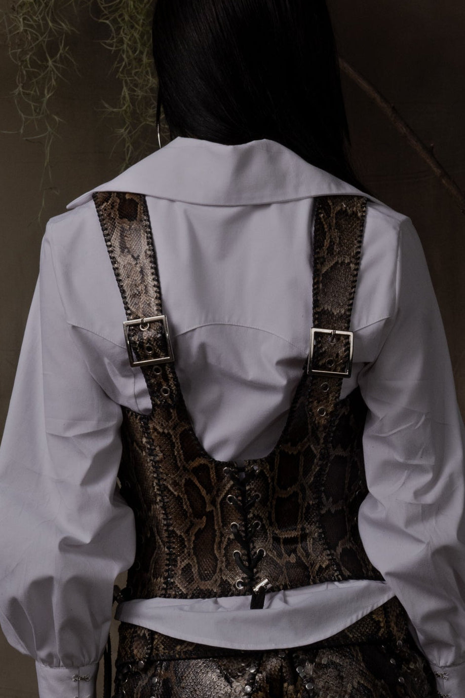 PYTHON LACE UP BUSTIER