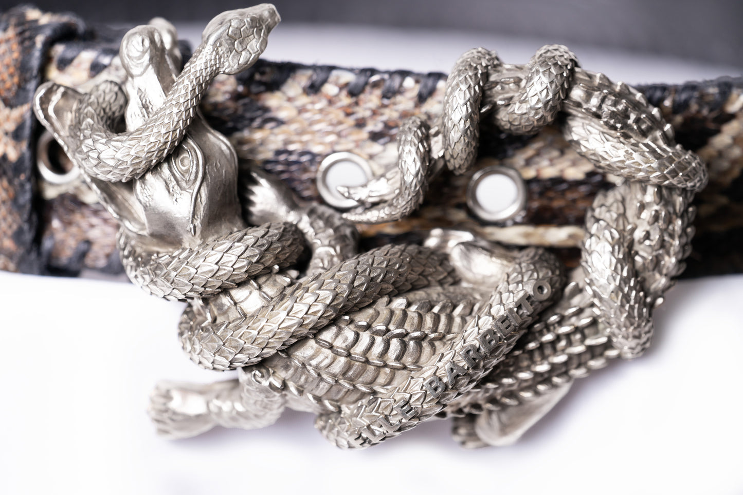 "NATIVES VS INVASIVES" BUCKLE IN WHITE BRONZE